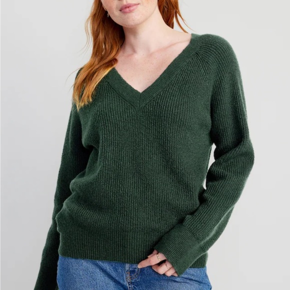 Green V-Neck Sweater - Picture 2 of 14
